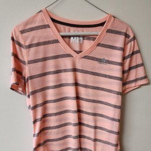 Adidas Women’s Climalite Ultimate Tee Shirt Size Medium V-Neck Orange Pink Gray